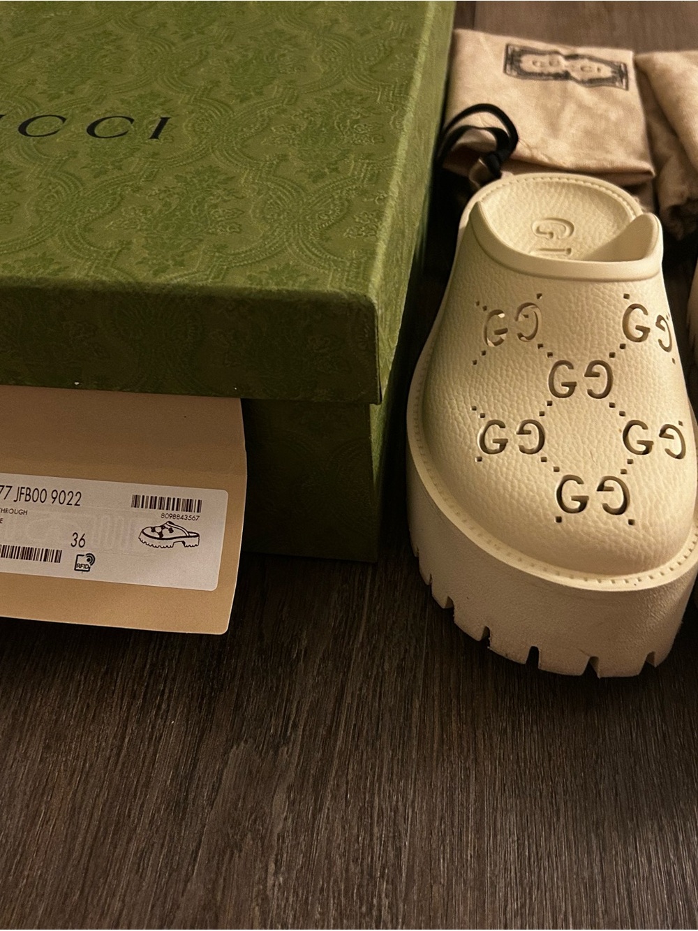 Gucci Cream Double-G Platform Clog - Picture 2 of 6